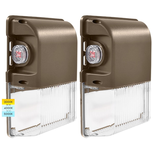 Luxrite Outdoor Dusk to Dawn LED Wall Pack 15/20/25W Up to 3250LM 3CCT 3000K-5000K IP65 Clear, 2PK LR40618-2PK - main